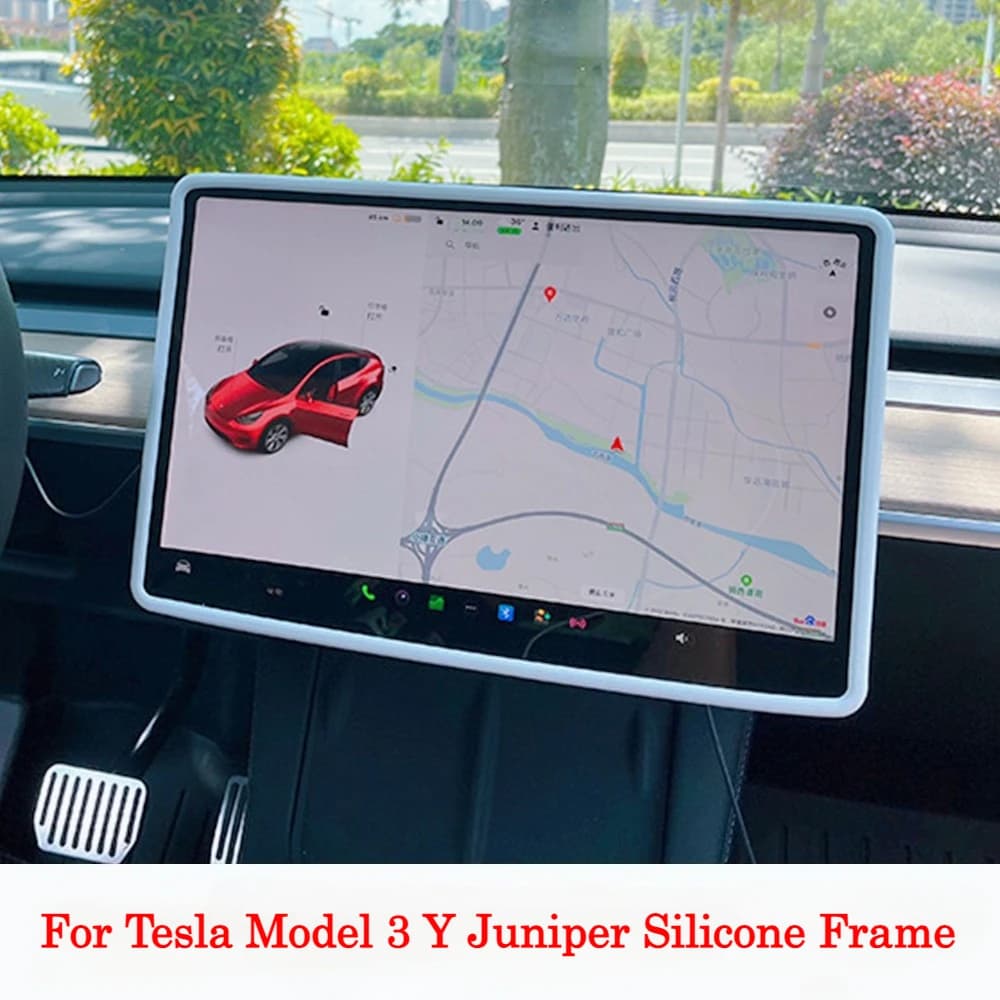 Per Tesla Model 3 Y cornice dello schermo in silicone per auto protezione del bordo di visualizzazione copertura protettiva del controllo centrale accessori anticollisione