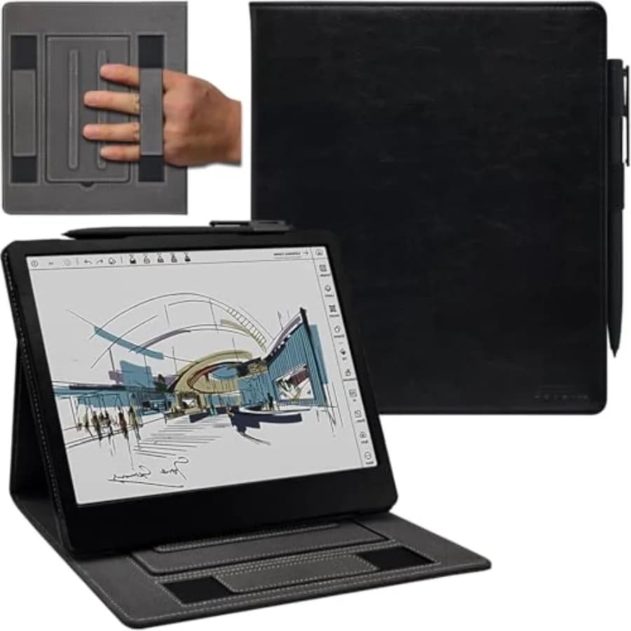 Custodia a doppio supporto per tablet Onyx Boox Note Air 5 C/Note Air 4 C/Air 3 C (modelli 2025/2024) in pelle PU premium con funzione Auto Sleep/Wake