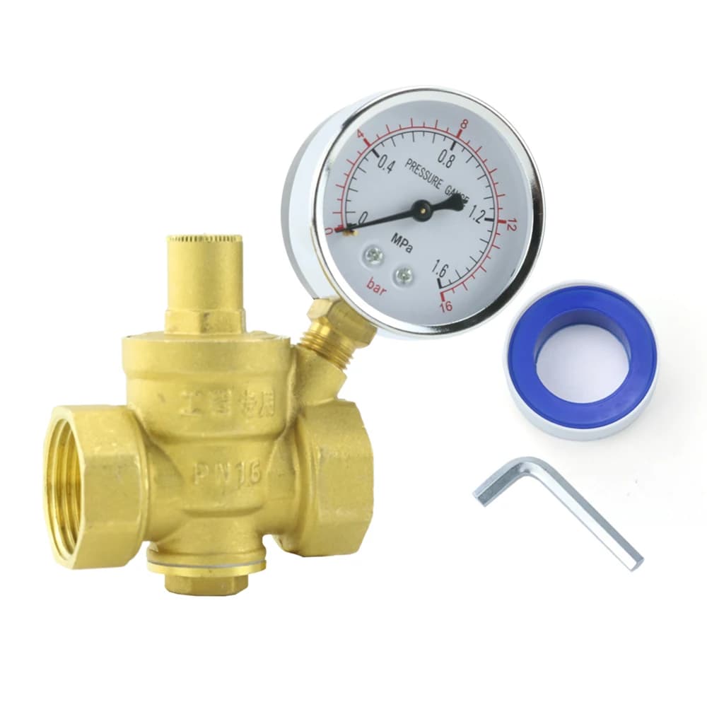 Riduttore regolatore di pressione dell'acqua in ottone da 1/2 "3/4" 16bar DN15 DN20 con misuratore per instabilità idraulica/purificatore