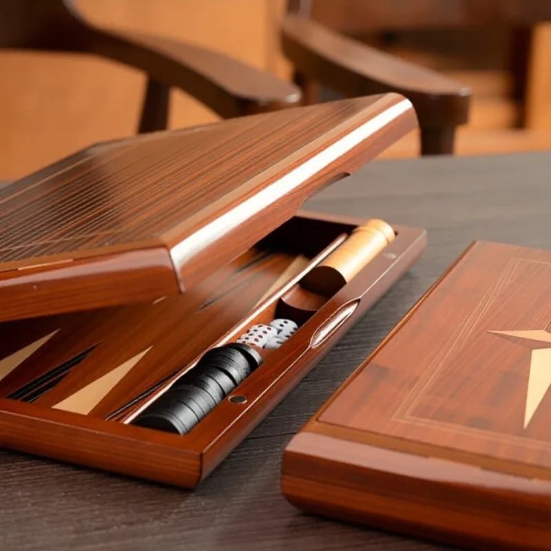 11-19 Inch Solid Wood Backgammon Set Foldable Handmade Luxury Professional Board Game with Checkers Dice Cups Family Gift