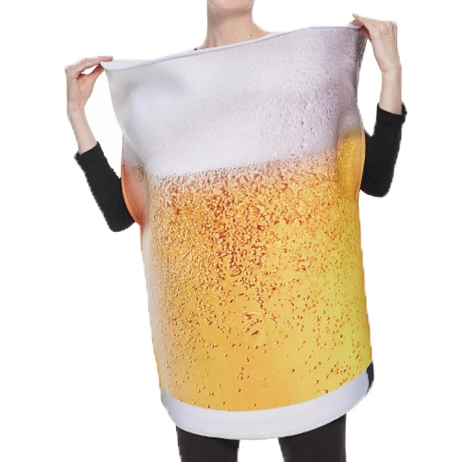 Costume a Forma di Boccale di Birra per Uomini e Donne, Outfit a Tema Bicchiere di Birra per Feste in Maschera