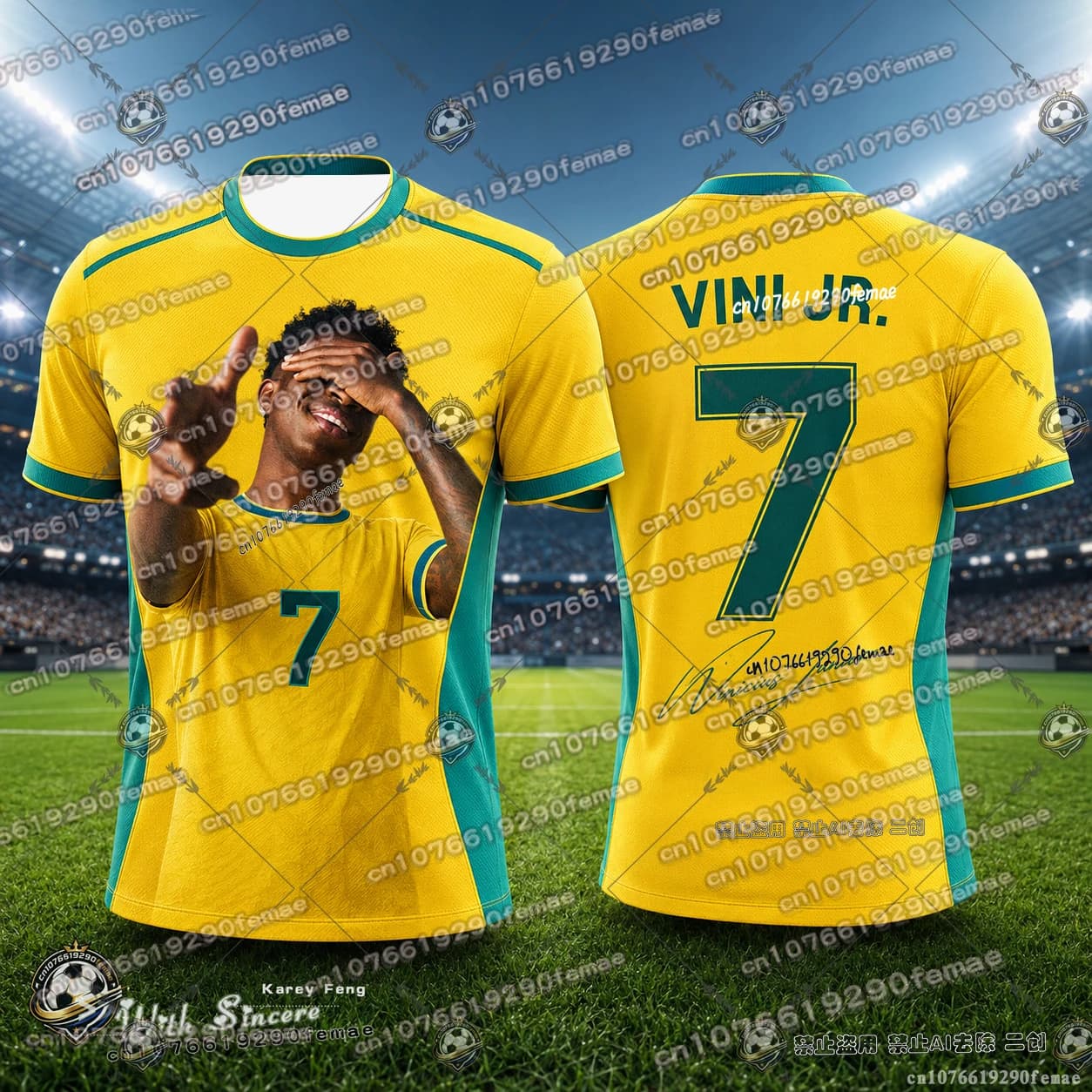 Ultima Maglia Edizione Limitata VINI JR. per Tifosi di Calcio, T-Shirt Sportiva Comoda per Bambini e Adulti, per Uso Quotidiano e Allenamento