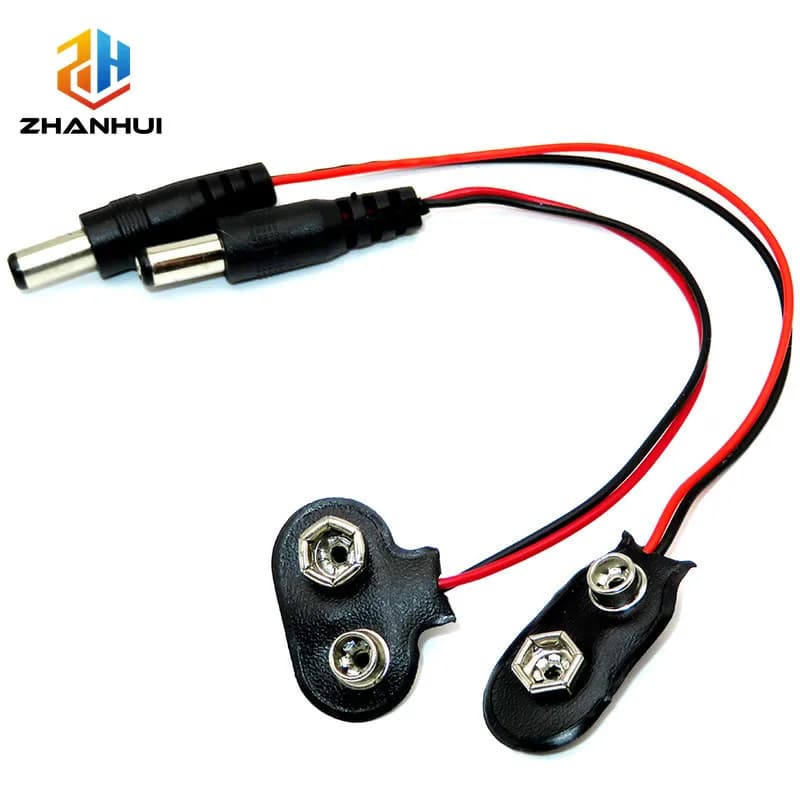 9V battery power cord to male DC connector - Experimental adapter for Arduino Uno R3 and electronic do-da-te (5/10 pieces)