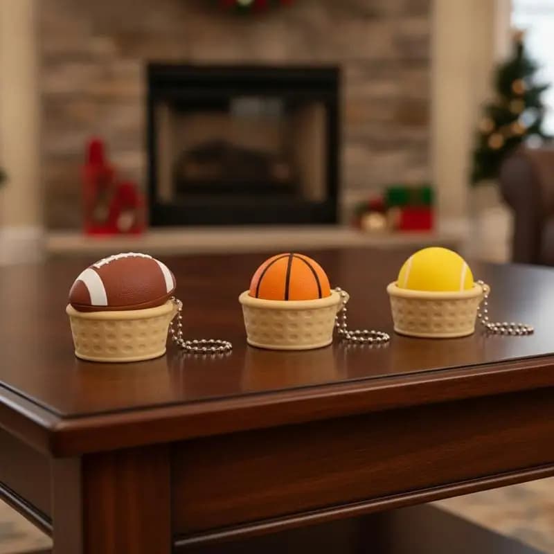 3D Printed Clicker Fidget Keychain Sports Ball Basketball Football Design Portable Pocket Sensory Toy for Travel Use