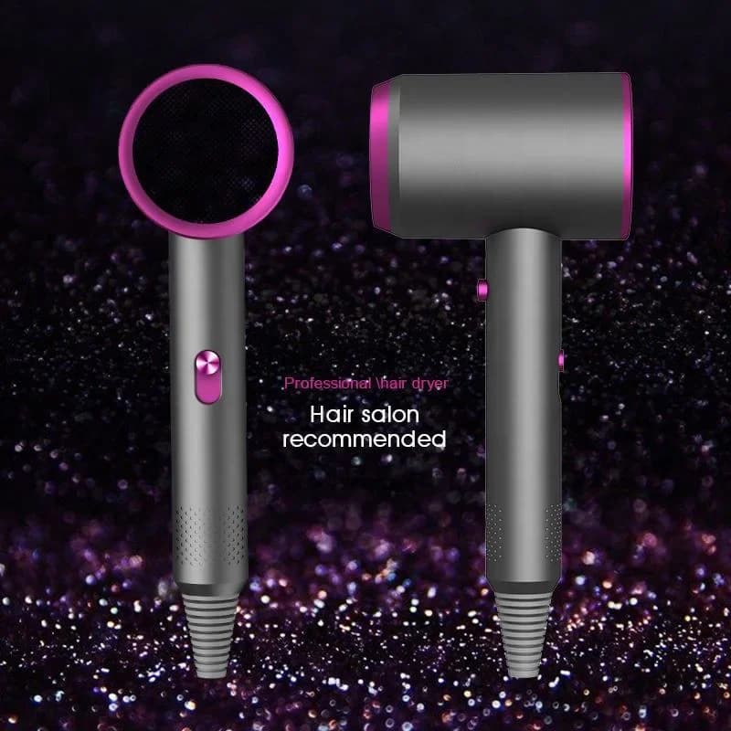 Portable hair dryer with negative ions, turboventilator, fast drying at high speed, low noise, constant temperature, for travel and home use
