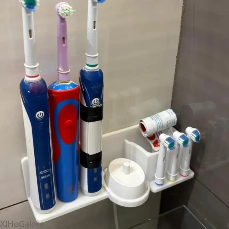 3D Printed Wall Mount Toothbrush Holder No Drill Adhesive Charger Storage Rack Bathroom Organizer For Oral B Electric Toothbrush