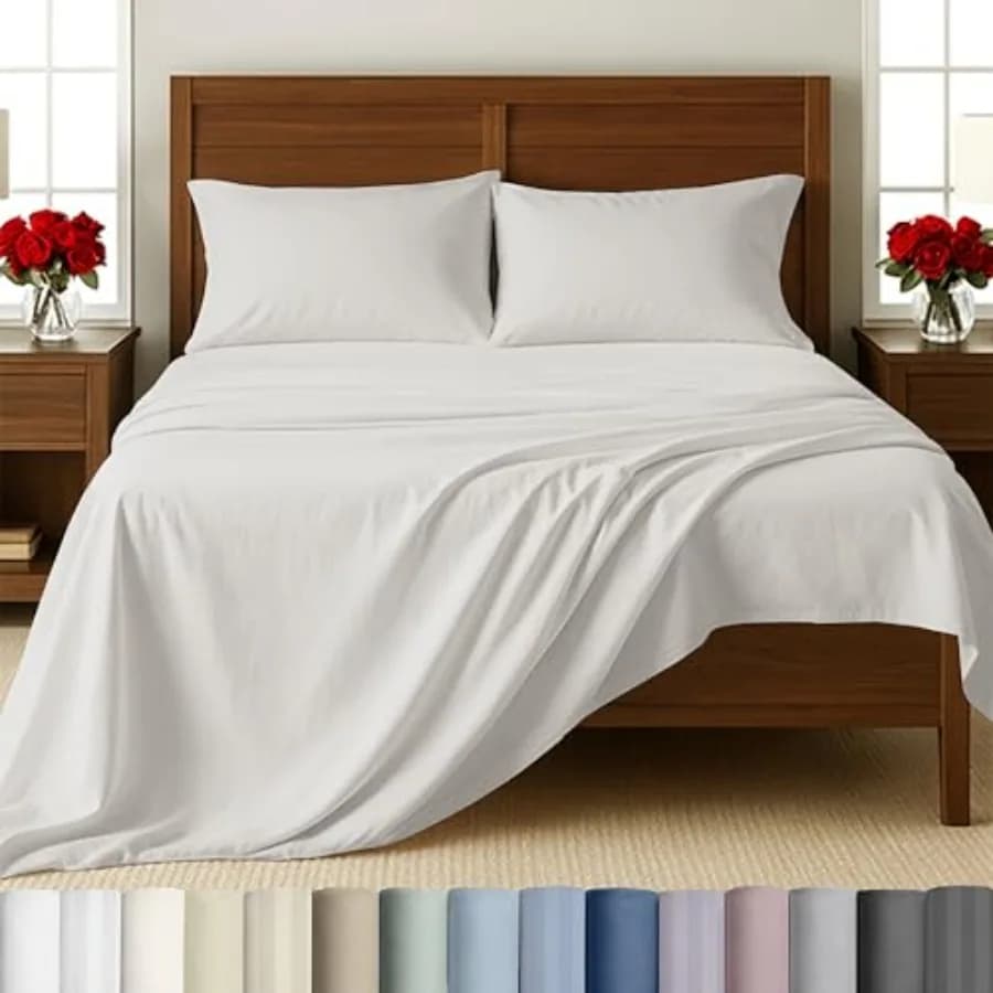 Set of Split King Bed Sheets for Adjustable Bed - 100% Cotton 500 Satined Wire with Tasche Profonde e Federe, Color Ivory Authentic
