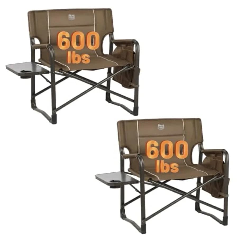XXL Upgraded Oversized Directors Chairs with Foldable Side Table, Detachable Side Pocket, Heavy Duty Folding Camping Chair up t