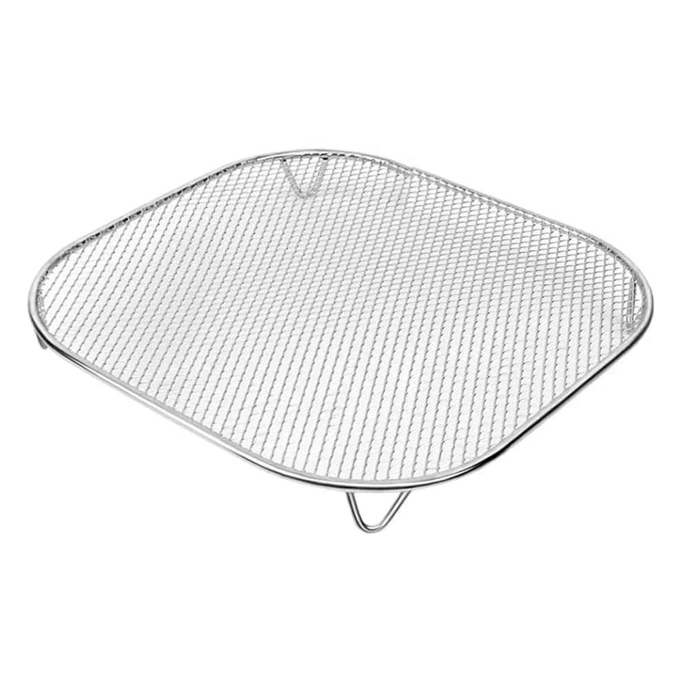 Washer tray compatible with glass containers Nj Crispi 2.5 and 6 litres, barbecue grill for air fryer, 304 stainless steel, silver color