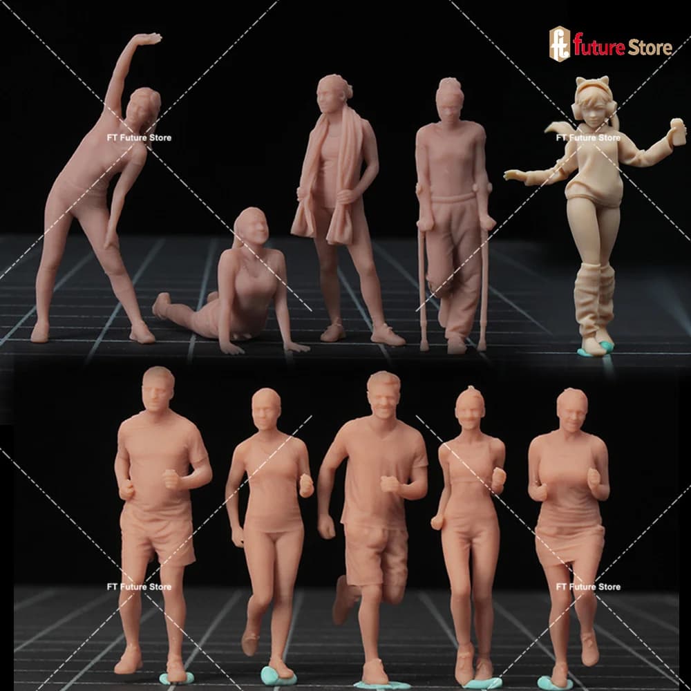 In magazzino 1/64 1/43 Sports Girl Male Run Scene miniature figure Diorama Model Mini Dolls oggetti di scena creativi per Display giocattolo per auto