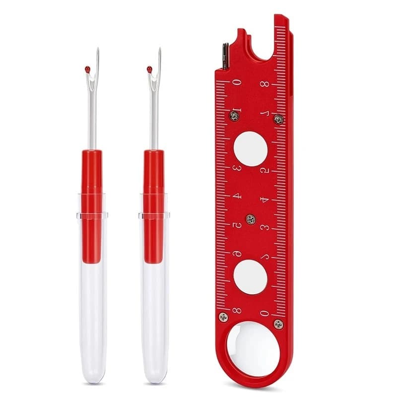 ABZL Sewing Machine Needle Threader, 4 In 1 Automatic Quick Threading Tool, Insertion Seam Guide With 2Pcs Seam Rippers
