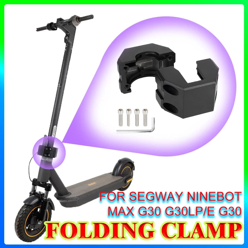 Morsetto Pieghevole in Alluminio, Accessorio per Asta Verticale per Monopattini Elettrici Segway Ninebot Max G30 G30LP/E G30