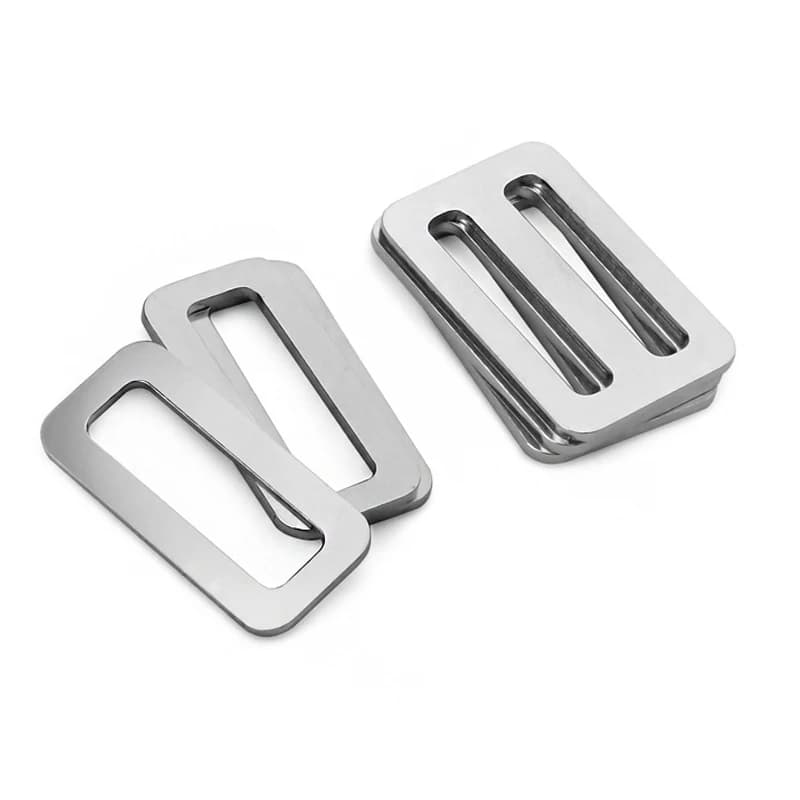 2 pezzi 39mm in acciaio inossidabile Tri-Glide fibbia anello quadrato cursore completo regolatore per borsa zaino guinzaglio per animali domestici cinghia cintura tessitura