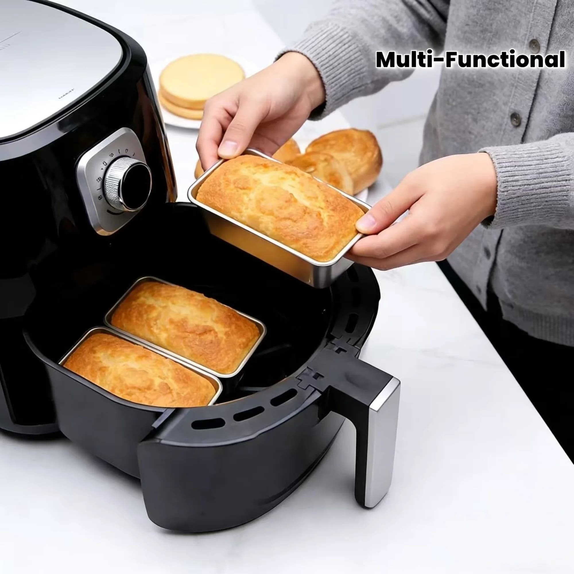 3 piece air frying mold set, multifunctional rectangular baking tray for brownie cake, toasted bread, easy to shape and clean