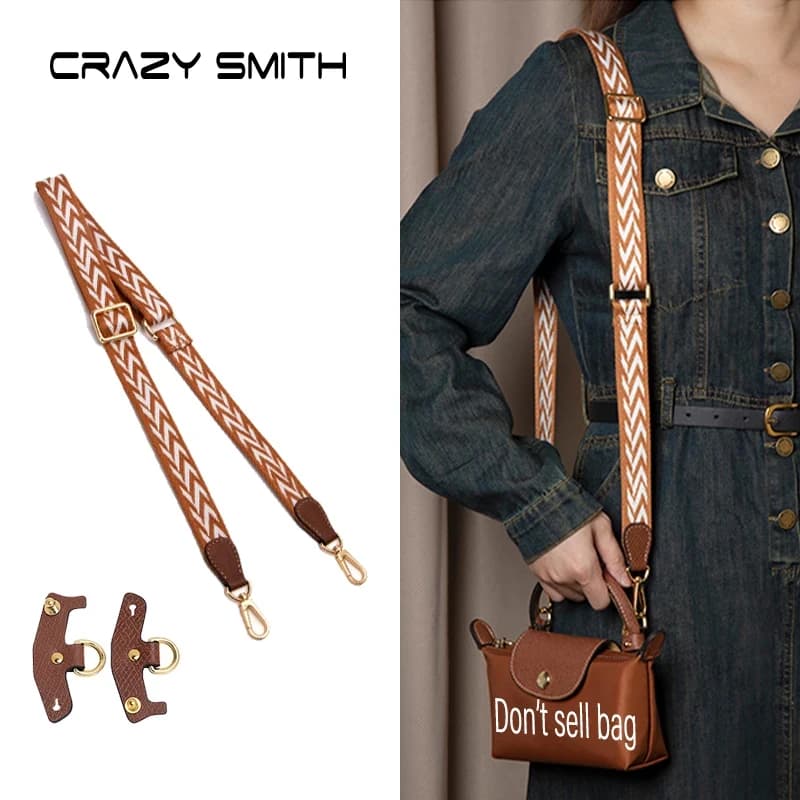 CRAZYSMITH Replacement bag strap for Longchamp Mini adjustable shoulder strap in shoulder strap with free punching change