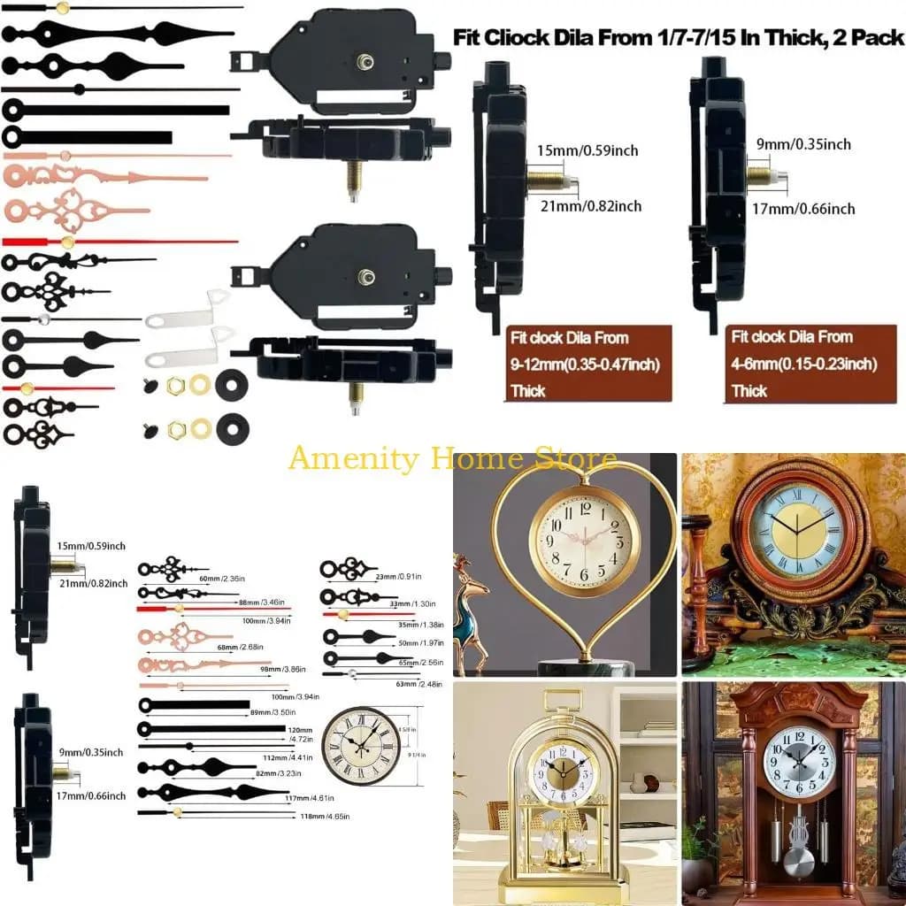 F26C Meccanismo orologio da 2 pezzi Movimento a pendolo quarzo fai da te con 6 paia lancette per parti da