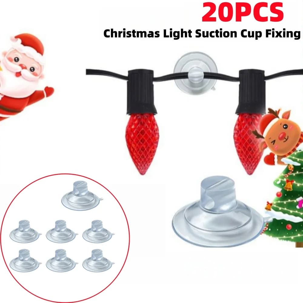 20 pezzi di fissaggio a ventosa per luce natalizia, ventosa da 30 mm, clip per luce, gancio per vigilia di Natale, feste festive, decorazioni fai da te