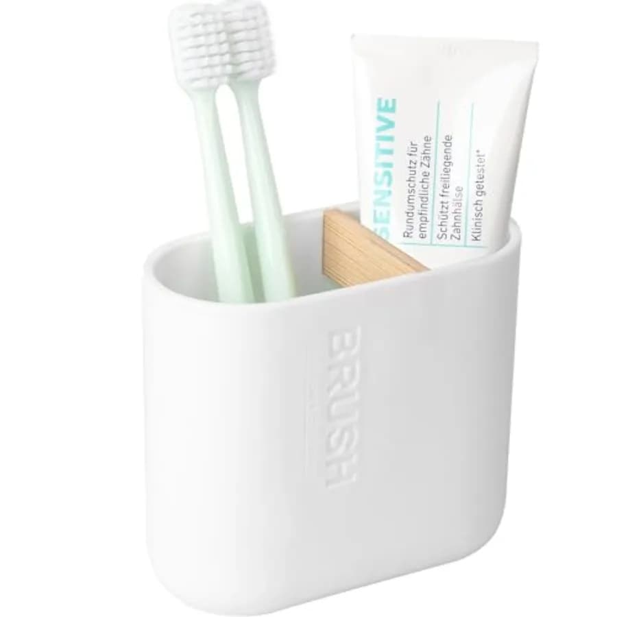 Toothbrush Holders Bamboo Electric Toothbrush Holder Bathroom Storage Organizer Countertop for Toothpaste, Floss, Razor