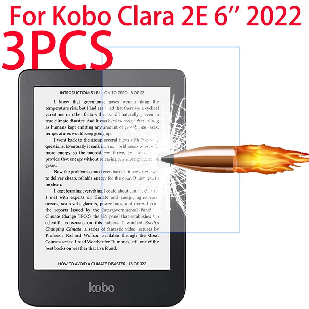 Pellicola salvaschermo in vetro temperato da 3 pezzi per Kobo Clara 2E 6 pollici 2022 pellicola protettiva trasparente per Tablet