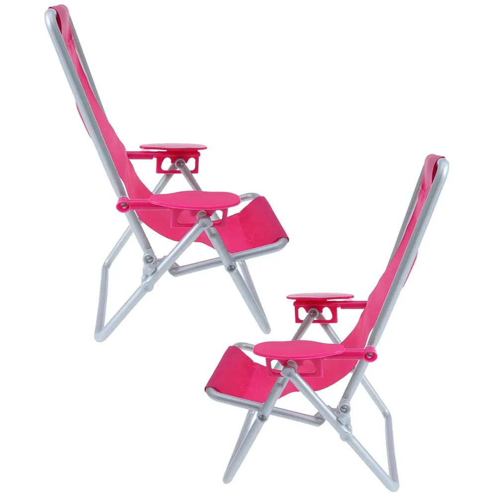 2 Pezzi Mini Sedia da Spiaggia Altamente Realistica Pieghevole Leggera Compatta Decorazione per Casa delle Bambole Mini Casa Festa Compleanno Educativo