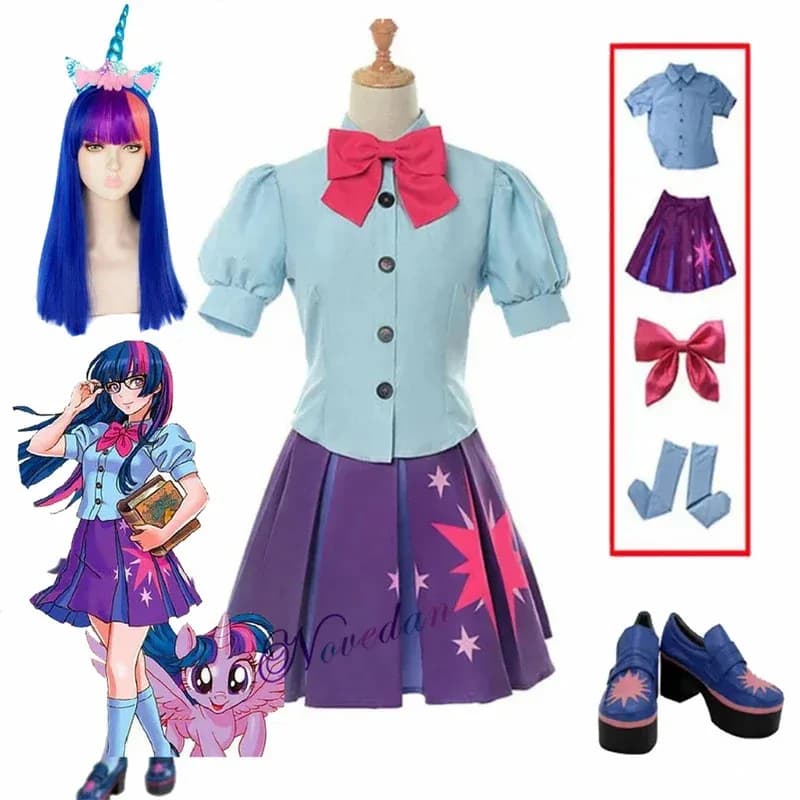 Costume cosplay di "Twilight Sparkle" da anime, un abito da principessa per Little Pony, adatto per feste di Halloween e Natale