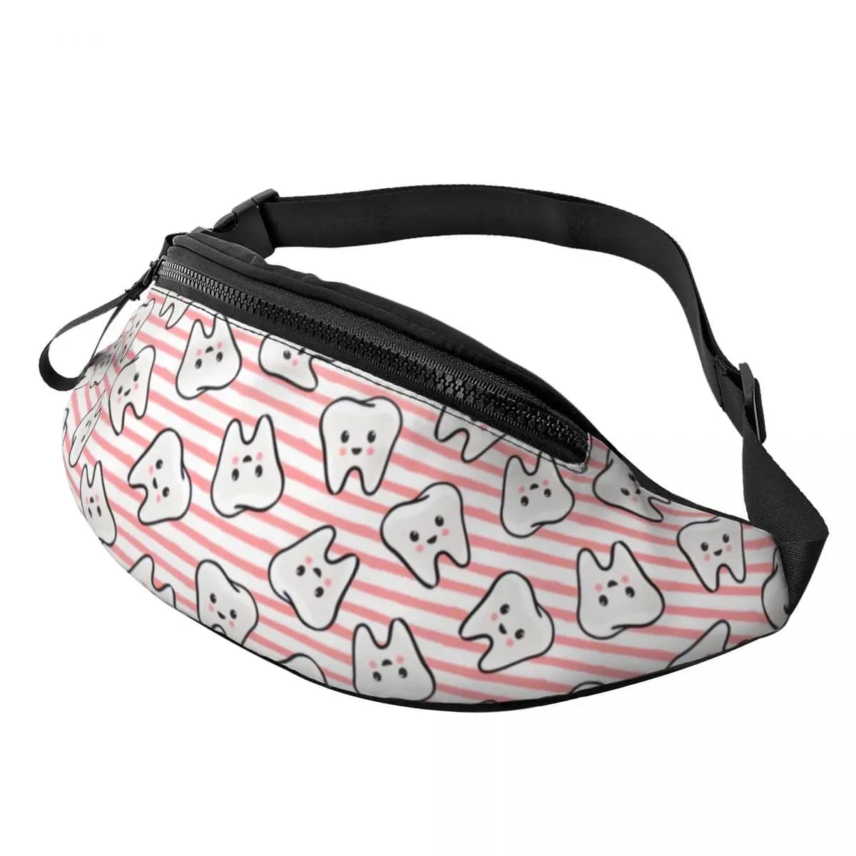 Marsupio personalizzato Happy Teeth Stripes per donna uomo Cool Odontoiatria Dentista Marsupio a tracolla Marsupio per telefono da viaggio