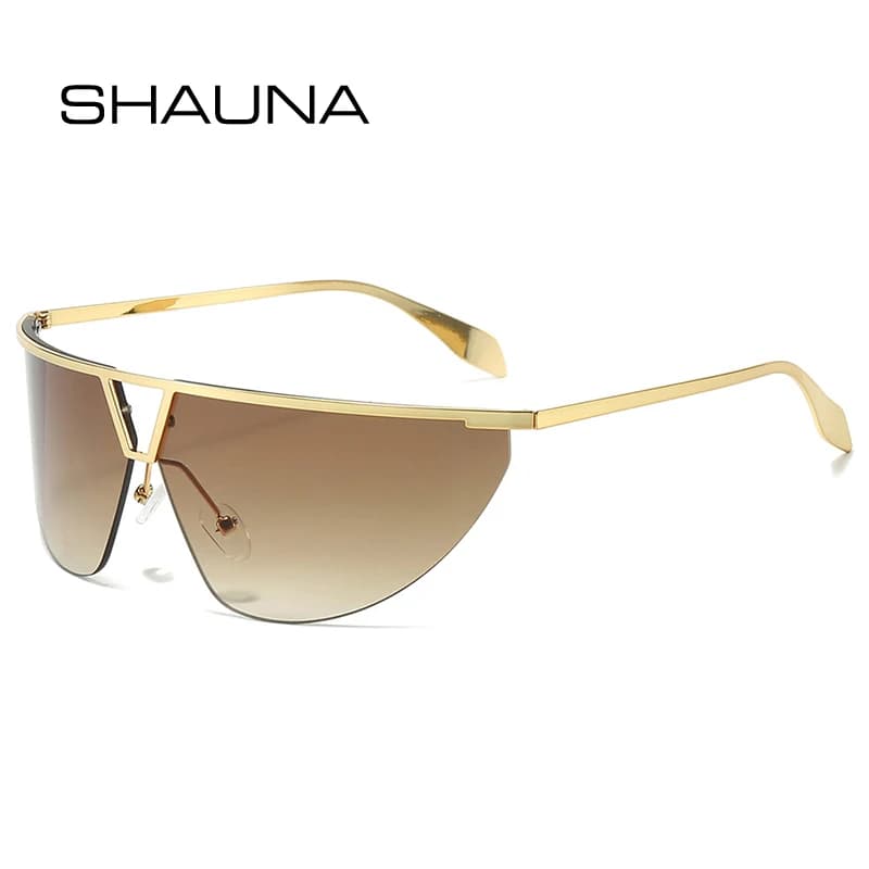 SHAUNA Retro oversize Cat Eye occhiali da sole da donna Fashion Rimless Gradient Mirror Shades UV400 occhiali da sole di tendenza da uomo