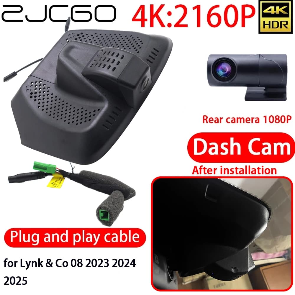 ZJCGO Dash Cam 4K per Auto con Wifi, Obiettivo Sony, Telecamera Anteriore e Posteriore, Monitoraggio 24h, Registratore Video