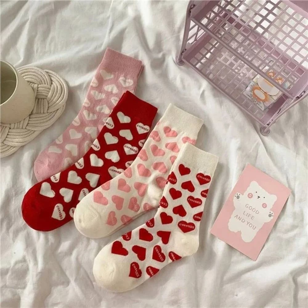 Casual Valentine's Day Love Mid-Tube Socks Sweet Funny Love Heart Socks Warm Women Socks Autumn Winter