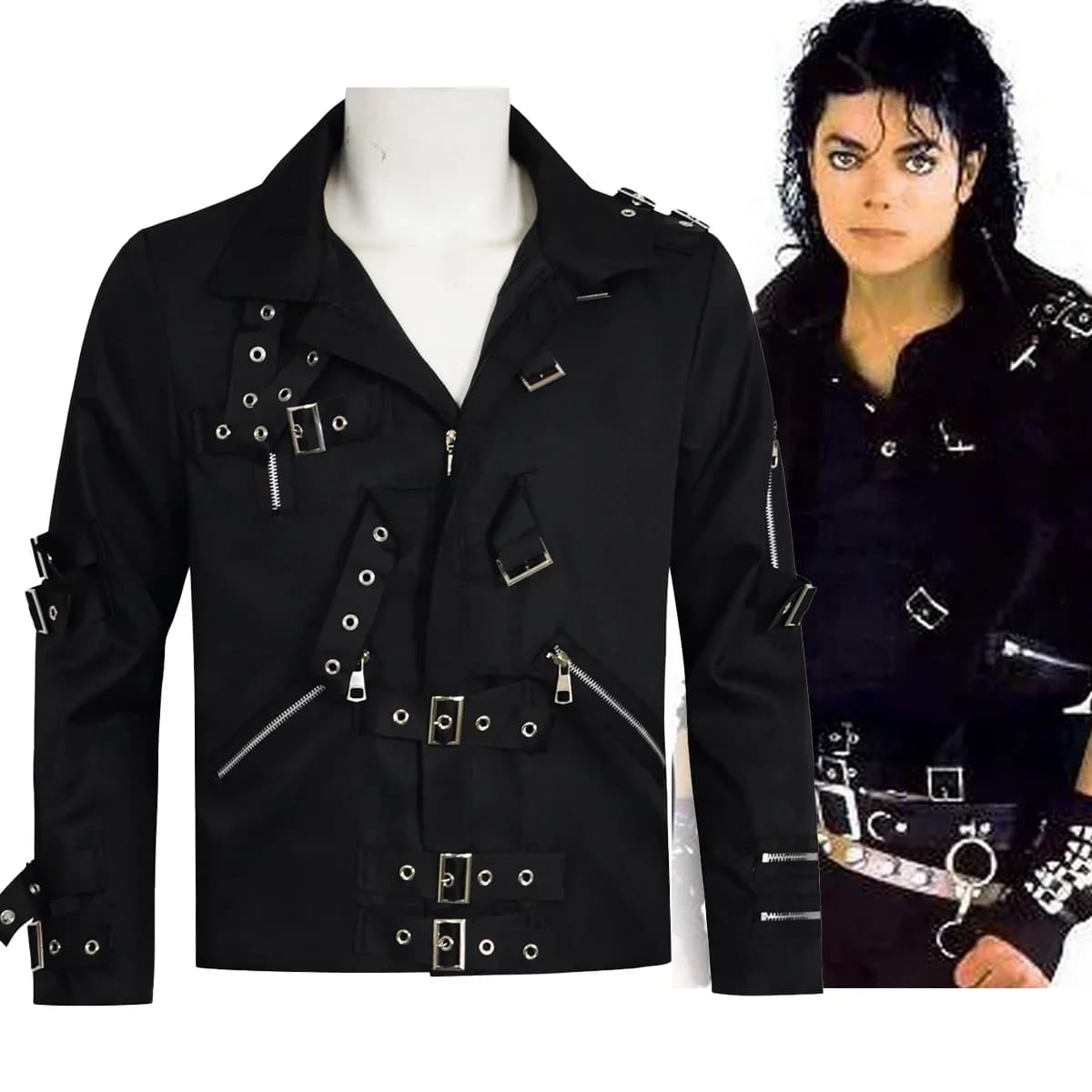 2026 Michael Jackson cosplay Costume BAD MJ Punk Jacket Black Slim BAD Jacket Costume Clothing for Man Adore Stars Impersonator