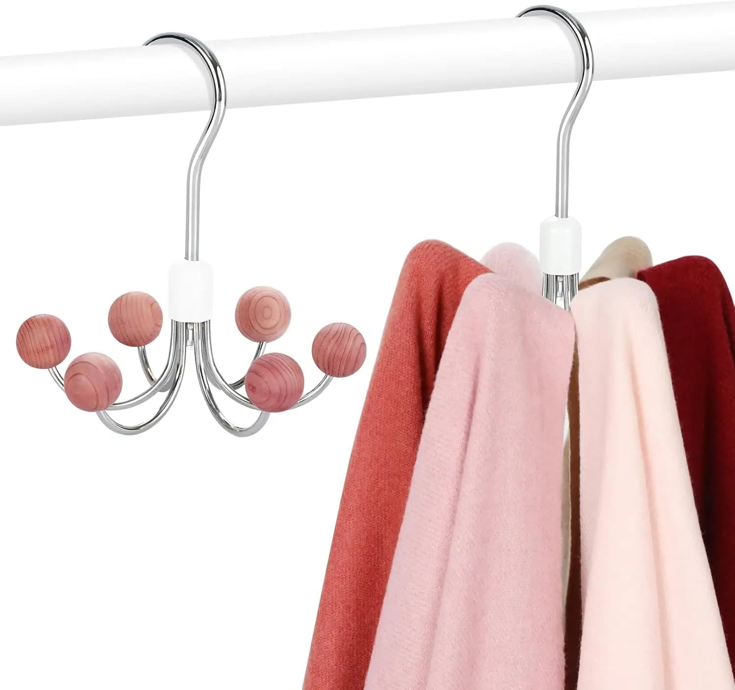 Pack of 2 360 ° Swivel Hooks for Sweatshirts, Multipurpose Organizer for Scarves, Bags and Accessories