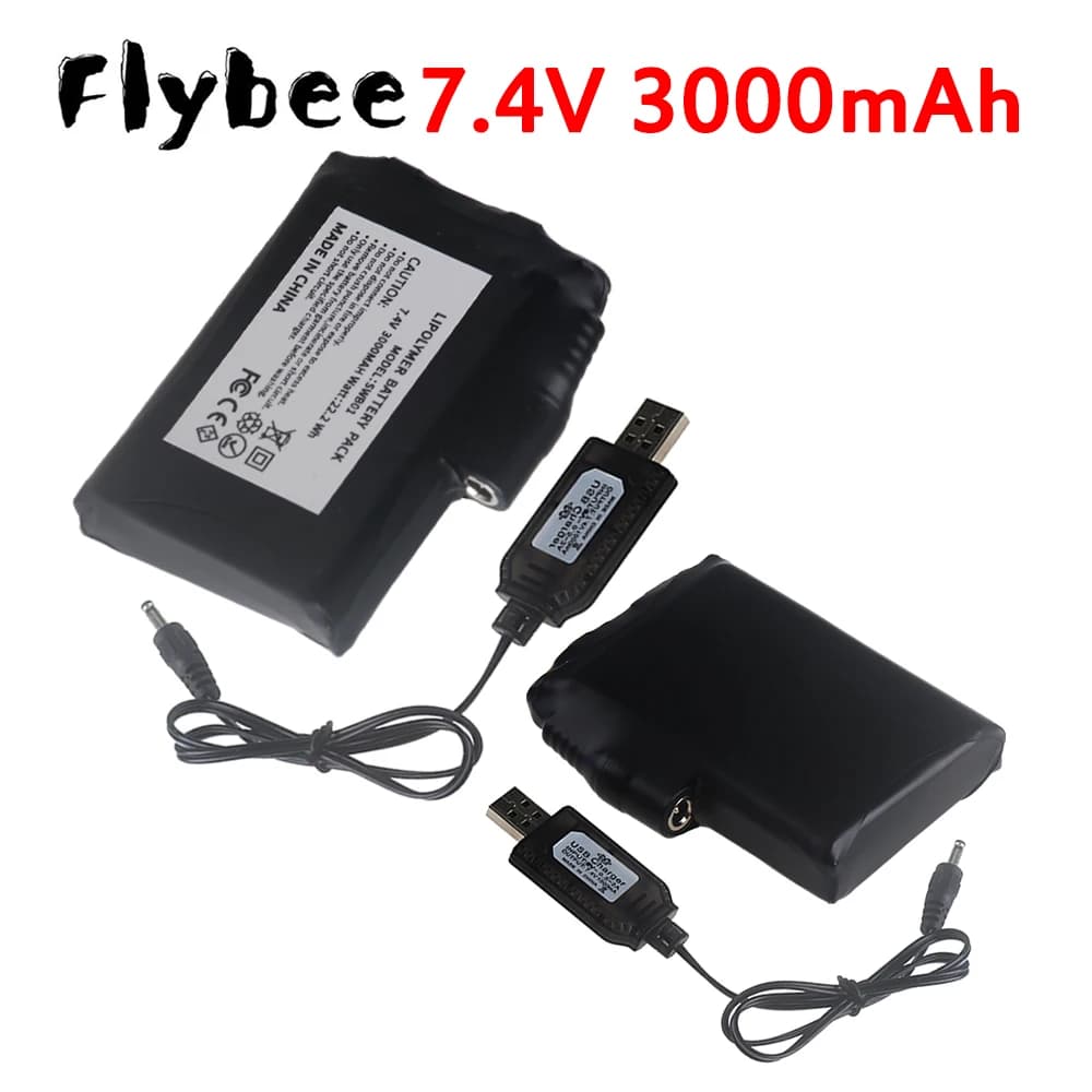 Batteria Li-Polymer 7.4V 3000mAh per Guanti Riscaldati, Gilet Termico, Calze, Batteria Riscaldante Antigelo Invernale, Power Bank
