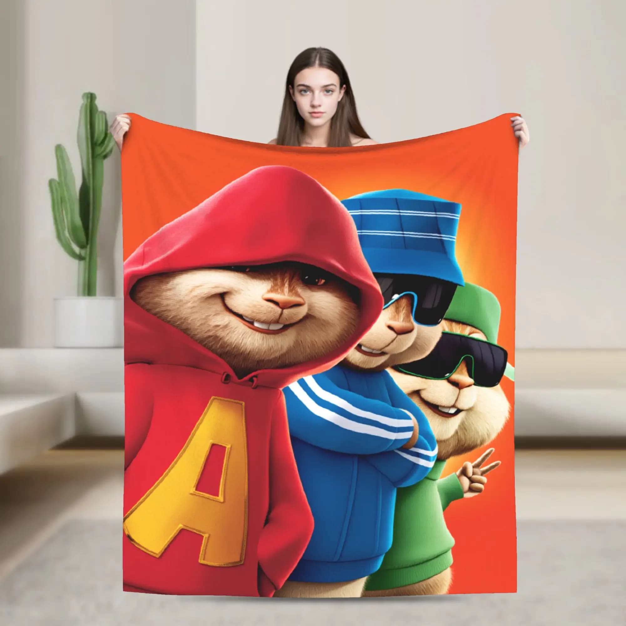 Alvin and the Chipmunked Plush Blanket Girls Boys Flannel Throw Blanket For Living Room Warm Soft Custom Quality Bedspread