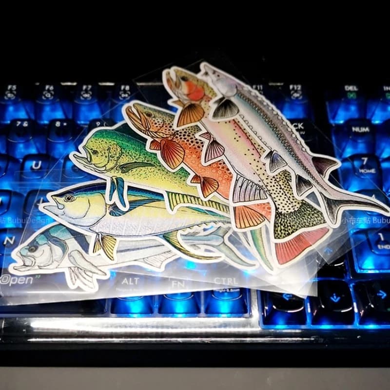2Pcs 2D Vivid Saltwater Fish Waterproof Stickers Fishing Decals For Car Boat Tackle Box Laptop Water Bottle
