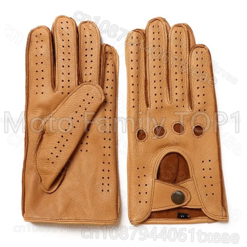 Guanti da guida traspiranti neri da donna alla moda Guanti da moto in vera pelle da uomo Guanti in pelle di pecora Guanti da uomo