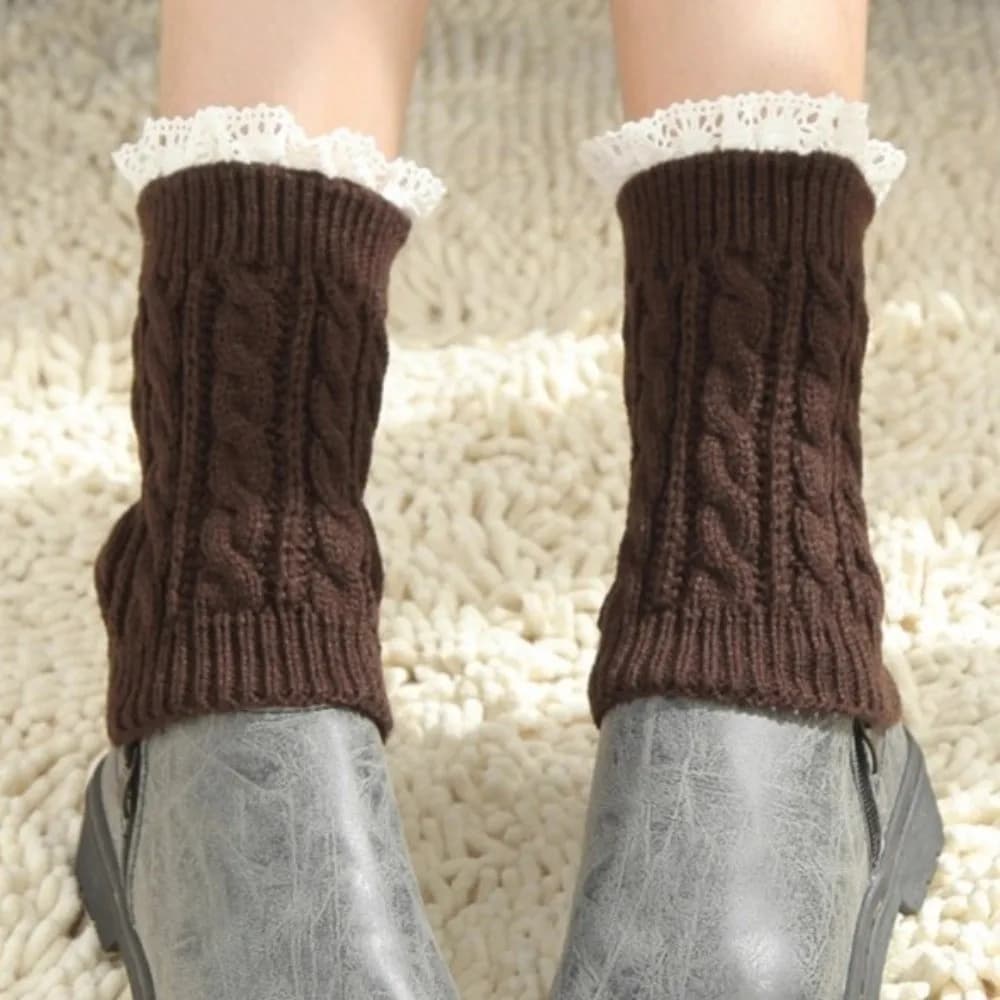 New coloured leg warmer with knitted cuffs thickened, socks Lolita in lace pile, gift