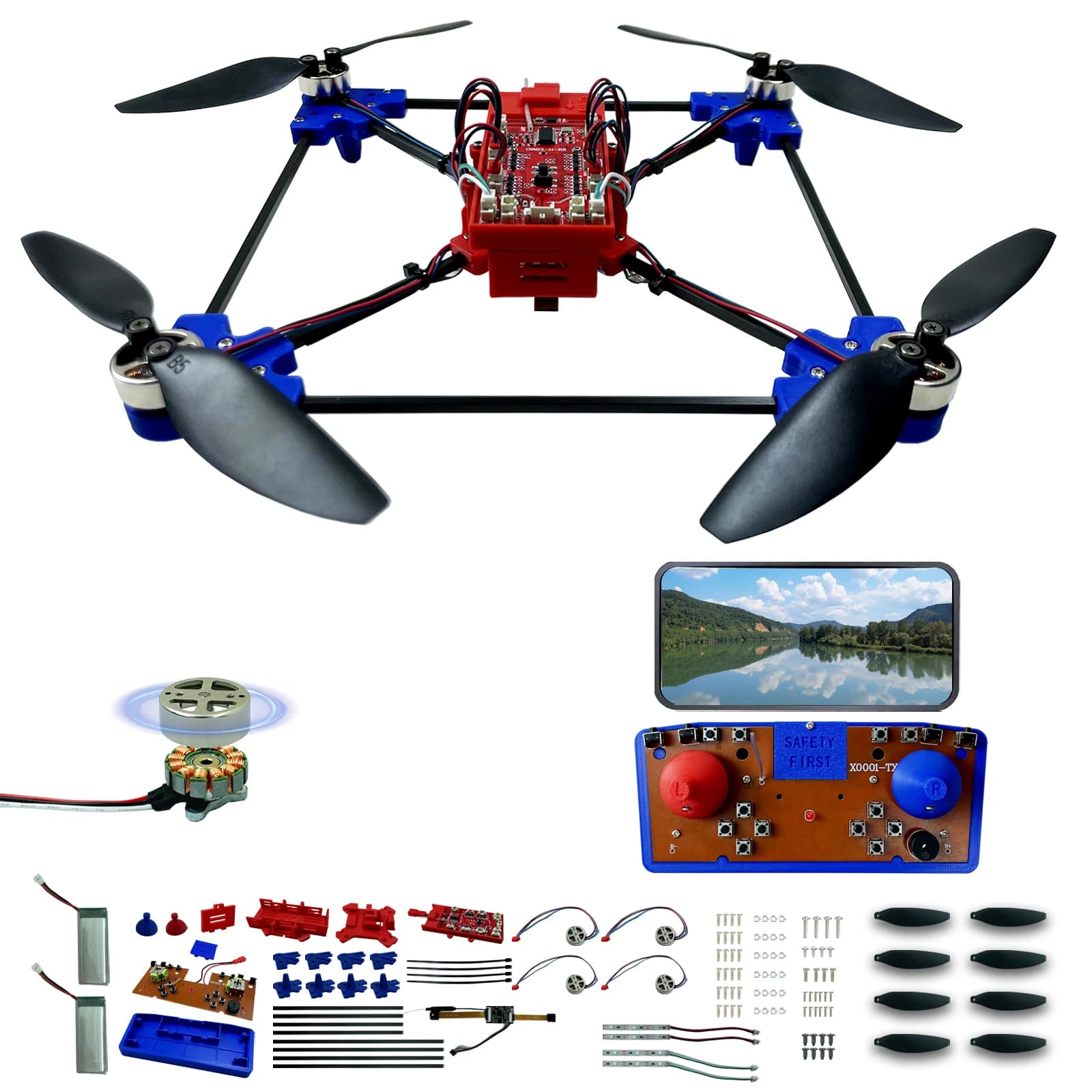 Kit Fai-da-te Drone Quadricottero: Progetto STEM Unico con Motore Brushless e Flusso Ottico per Principianti e Appassionati di RC