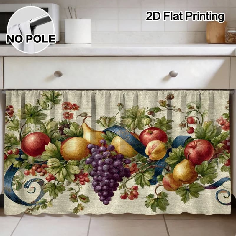 VIKAMA Curtains and decorations for cabinets with bright fruit motifs and leaves, easy to install, perfect for outdoor kitchen furniture spaces