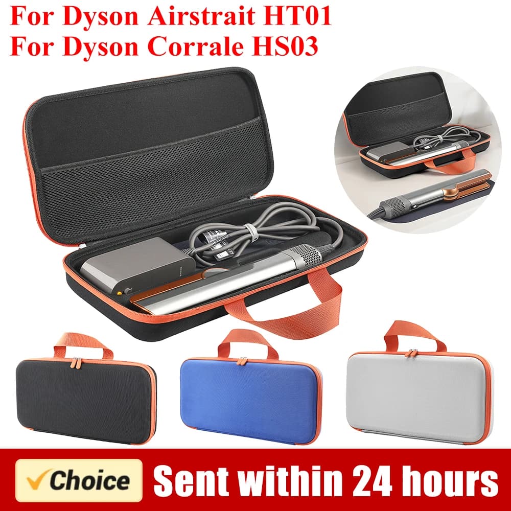 Hard scratch-resistant case with mesh bag for Dyson Airstrait HT01 hair plate for Dyson Corrale HS03 hair plate