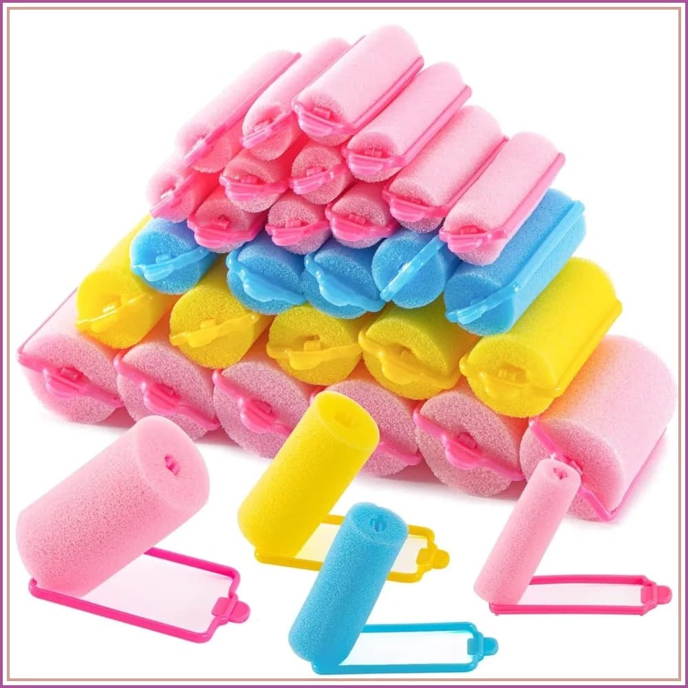 36 Pieces Bigodini in Foam No Heat for Short and Long Hair, Soft and Big for curling During the Night