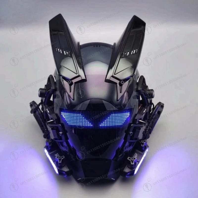 Maschera per casco con tecnologia LED ritmica, per spettacoli comici, maschera luminosa per il viso, accessori per salti e tiri