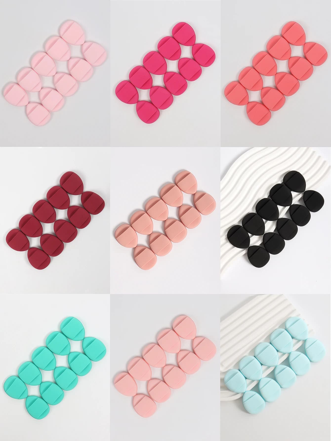 10 packs of air cushion for fingertips, including dust head with air cushion, mixed sponges without latex and makeup bellows, used for Li