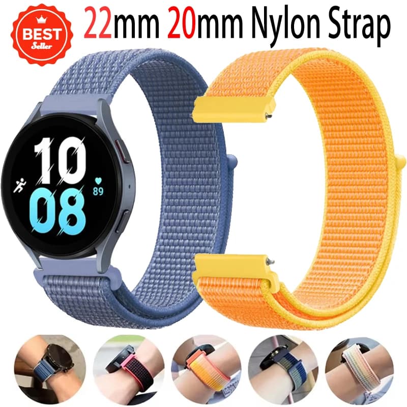 20/22mm Nylon Loop Strap For Garmin Forerunner 55 165 265 965 255 955 Breathable Bracelet Vivomove Trend/Vivoactive 5 4/Venu 3/2
