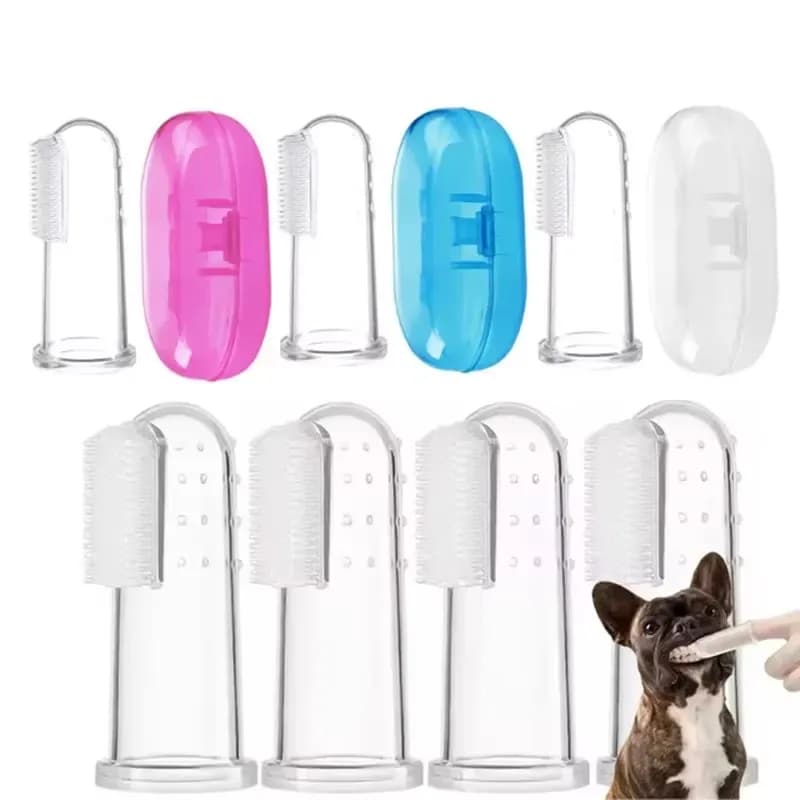 Spazzolino da denti in silicone da 1/2/3/4 pezzi, adatto per cani e gatti, per la cura dei denti, facile da pulire, strumento per la pulizia dei denti, strumento per l'igiene orale
