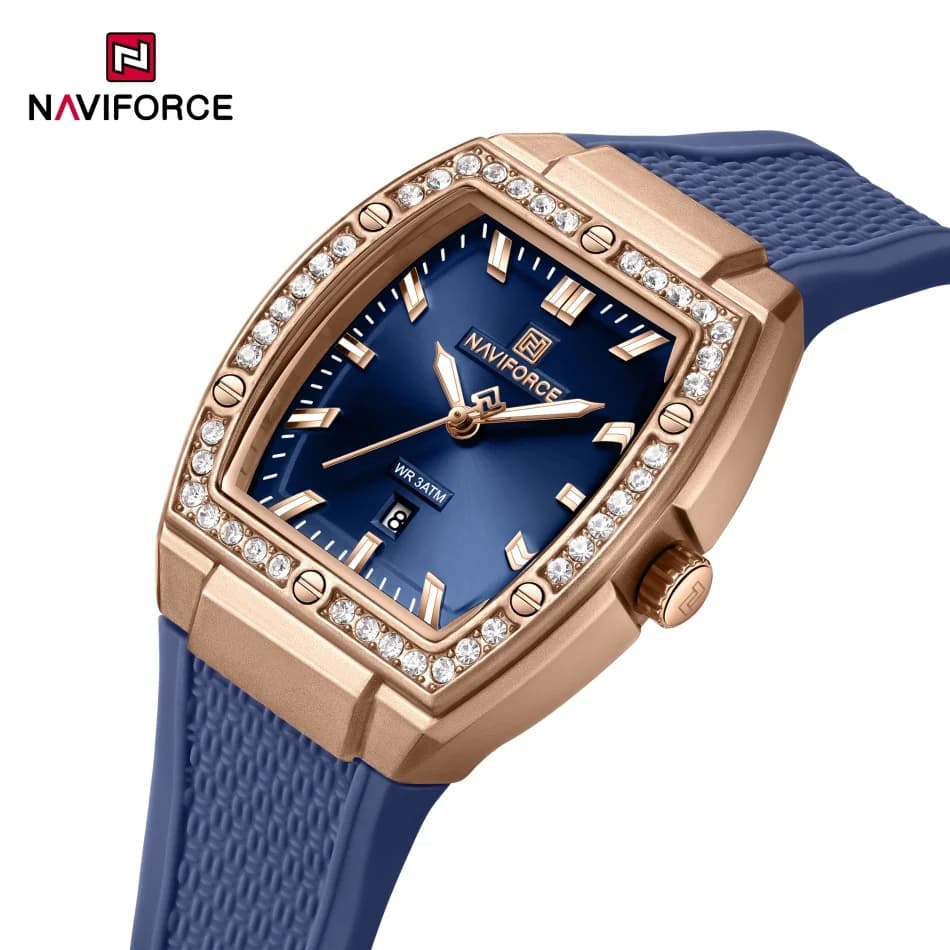 Orologio da Donna NAVIFORCE di Lusso con Movimento al Quarzo, Calendario, Impermeabile 3ATM, Lancette Luminescenti e Cinturino in Silicone
