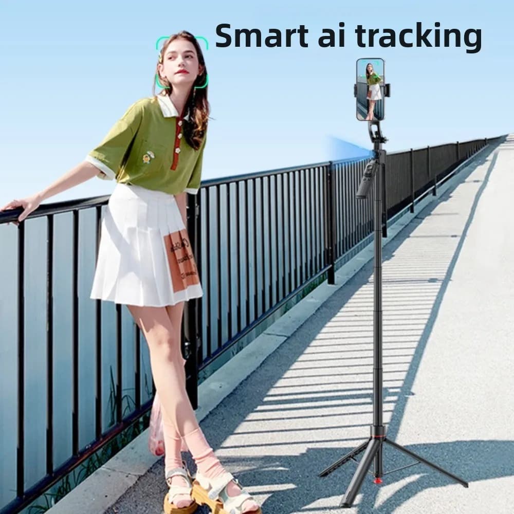 Tracciamento facciale per treppiede con stabilizzatore cardanico pop-up automatico 360 ° Supporto per treppiede per telefono con rotazione Telefono remoto universale Selfie Stick da viaggio