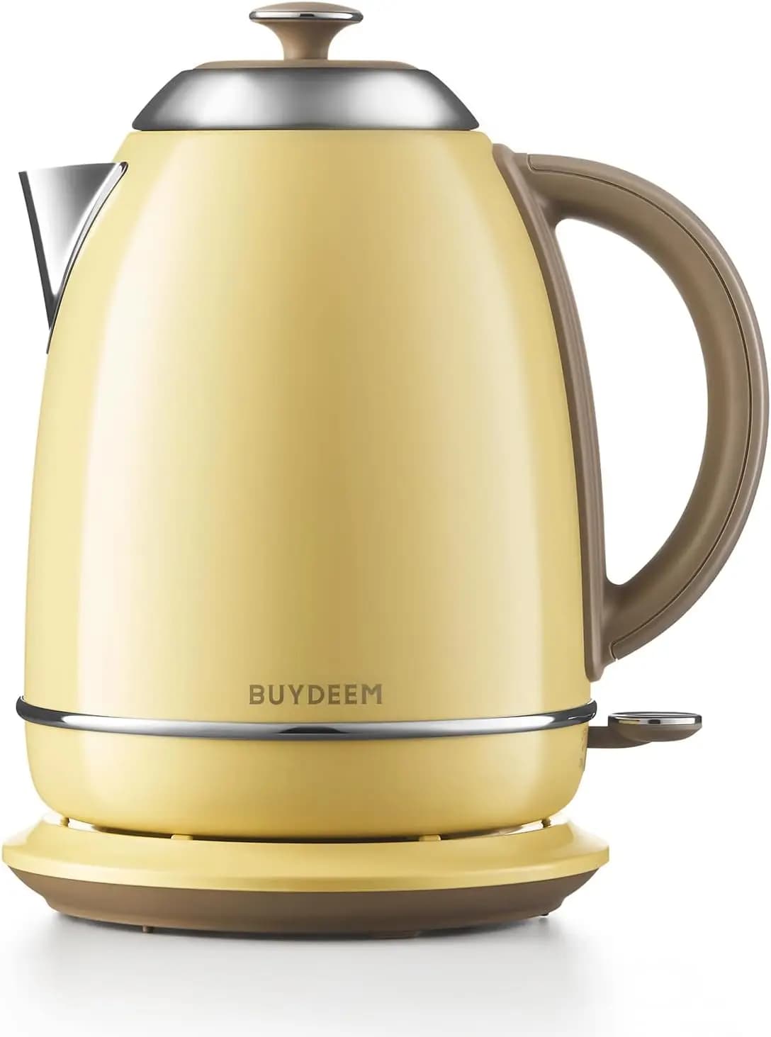 Bollitore elettrico in acciaio inossidabile da 1,7 litri con spegnimento automatico, bollitura rapida da 1440 W, senza fili, colore giallo delicato