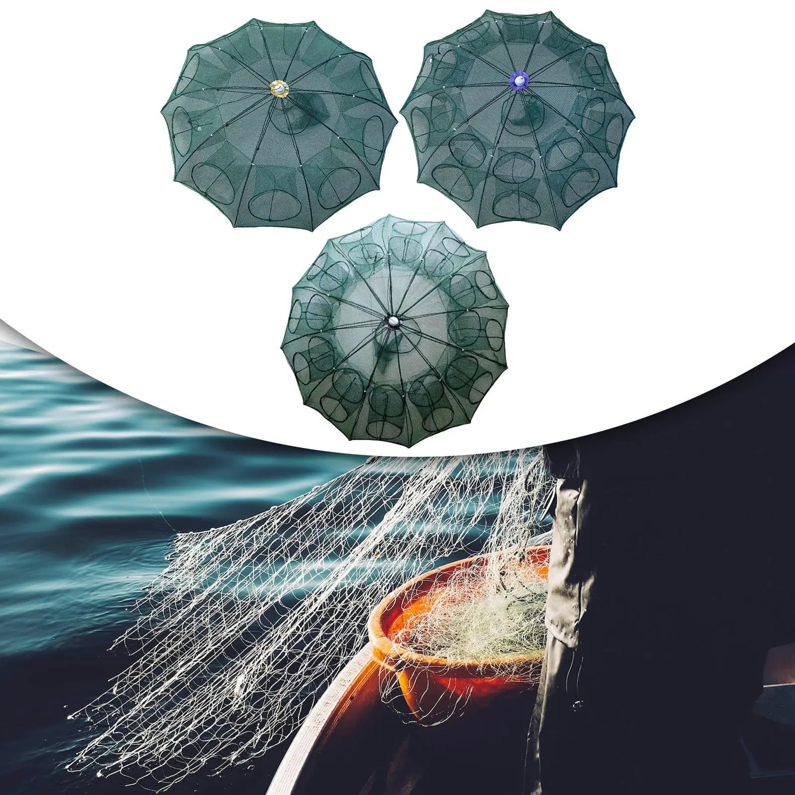 Nassa da Pesca Automatica Pieghevole Perfetta per la Cattura di Aragoste e Granchi, Ideale per Viaggi e Pesca