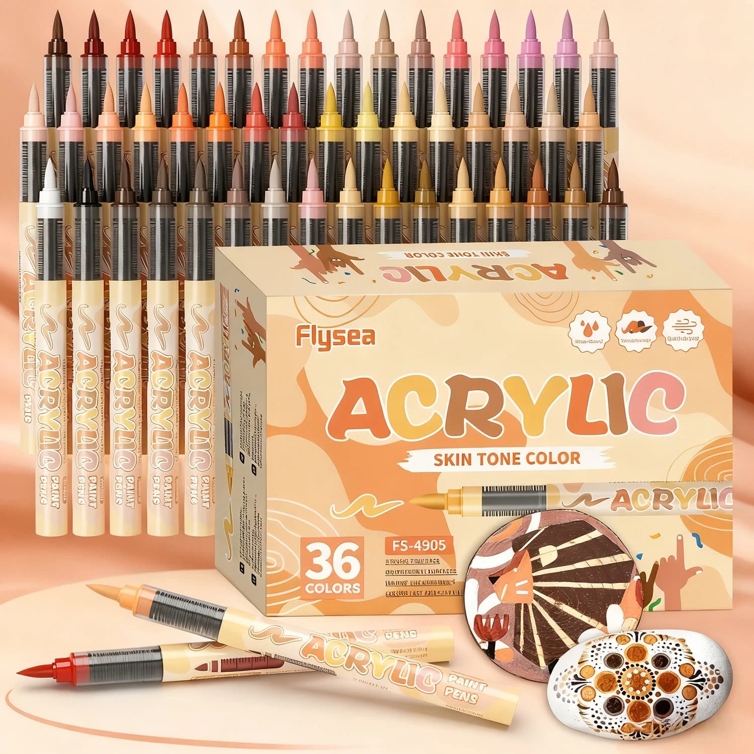 12-36 colori Toni della pelle Penne per vernice acrilica Pennarello per vernice acrilica Toni della pelle Set di pennarelli artistici Punta flessibile per pennello FAI DA TE per regalo per bambini