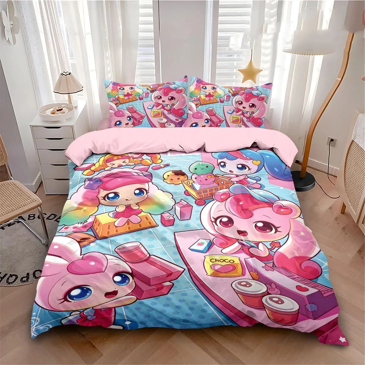 Cartoon Catch! Teenieping Duvet Cover Pillowcase Print Lumi Heartsping Bedding Set For Kids Adults Single Double Large Sizes